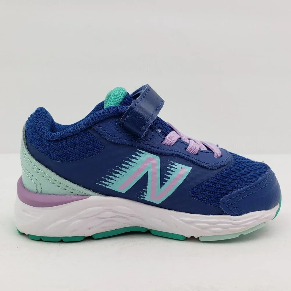 New Balance 680 V6 Toddler Girls Size 4W Wide Captain Blue Violet Sneaker Shoes_3
